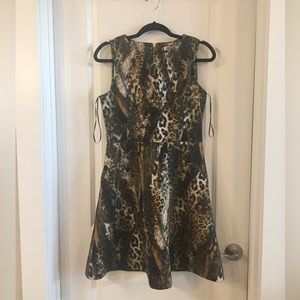 Jennifer Lopez Animal Print Fit & Flare Mini Dress